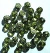 30 8mm Triangle Faceted Olive, Silver Tipped with Coated Ends